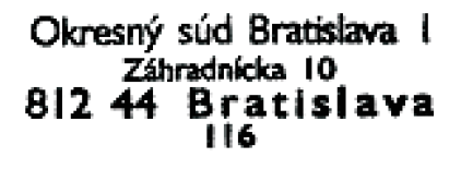 Vzor podlhovastej pečiatky súdu Vzor podlhovastej pečiatky súdu